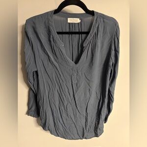 Women’s Velvet by Graham & Spencer rayon long sleeve blouse, L, gray/blue